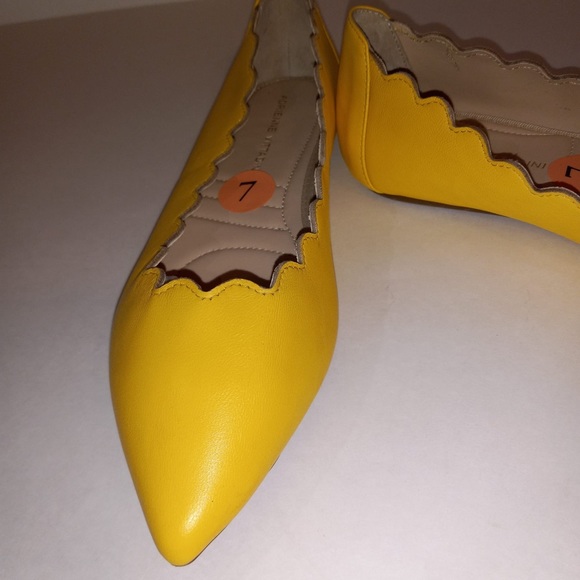 Adrienne Vittadini Womens Fox Ballerina Pointed Toe Flats yellow leather 7 - Picture 3 of 10